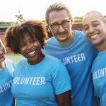 a multi-cultural group of volunteers